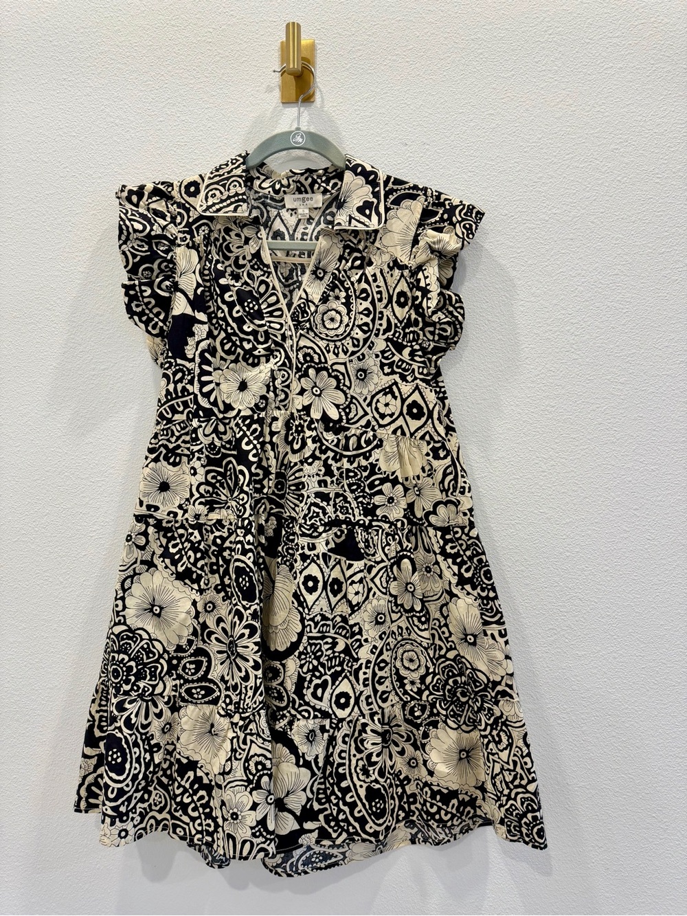 Umgee Black & Cream Floral Button-Front Dress